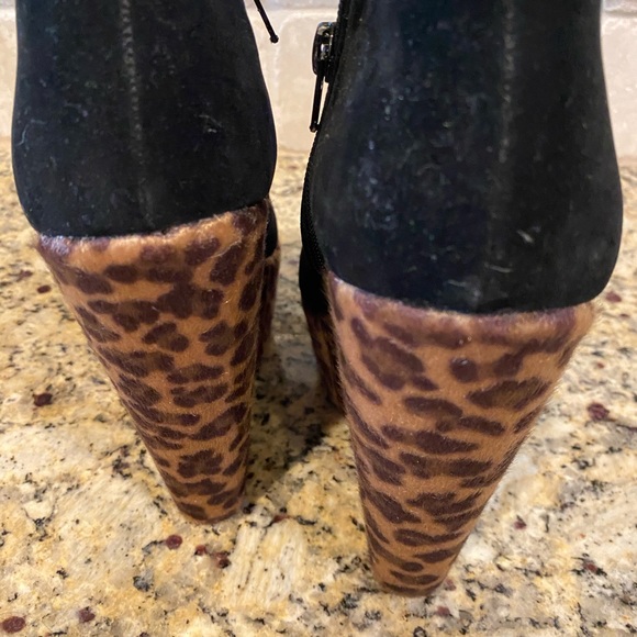 3 for $10 /Make Me Chic black suede & leopard booties - Picture 3 of 5